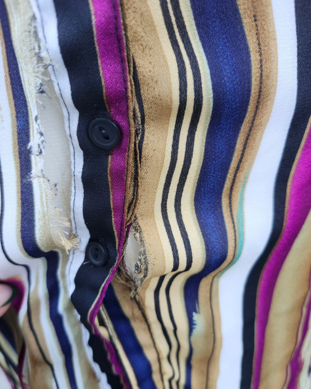 Striped Flare-sleeve Long Button-up