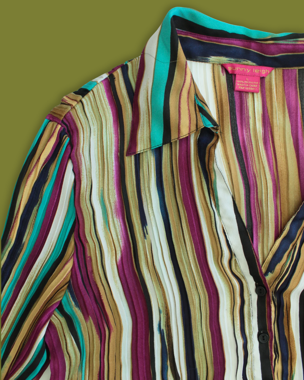 Striped Flare-sleeve Long Button-up