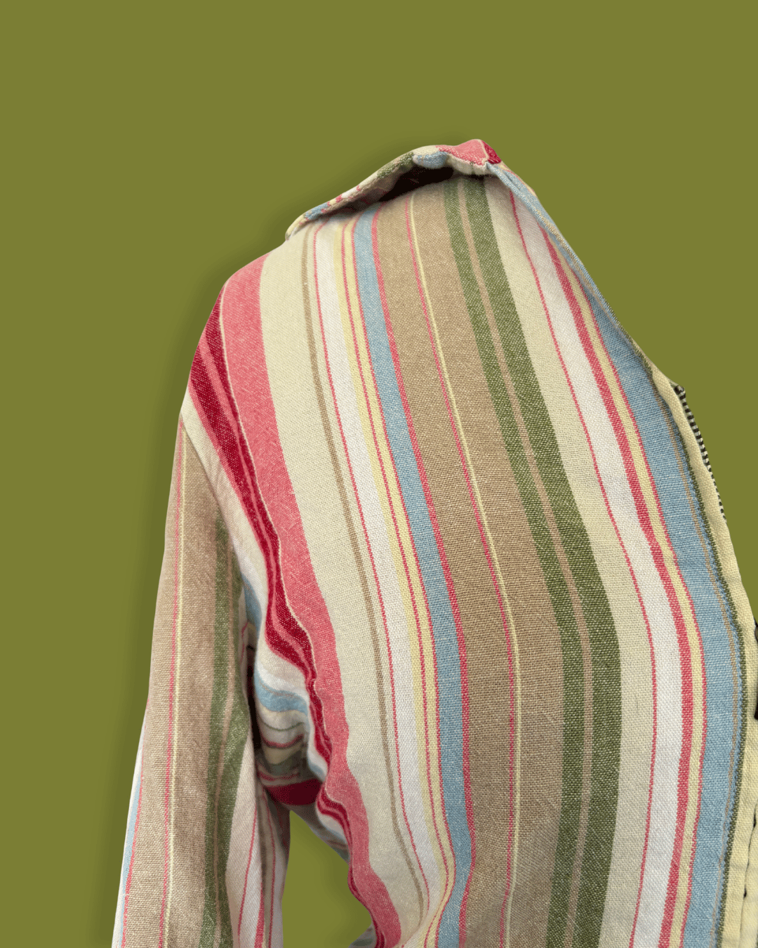 Striped Linen Zip-up
