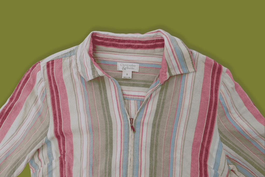 Striped Linen Zip-up