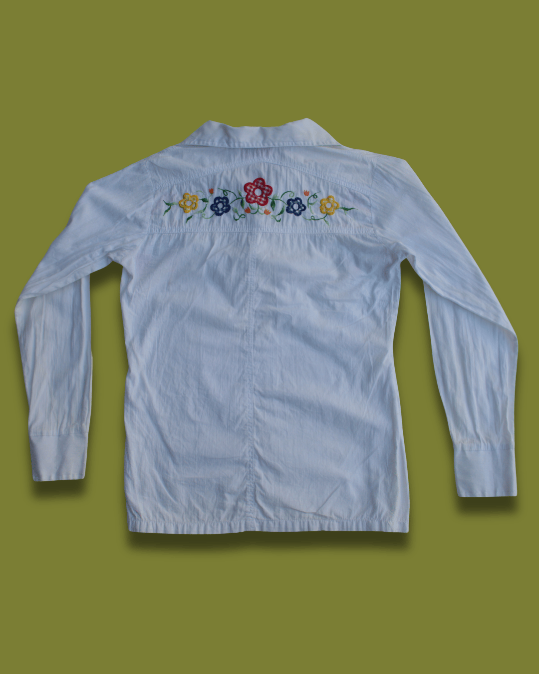 Floral Embroidered Button Up