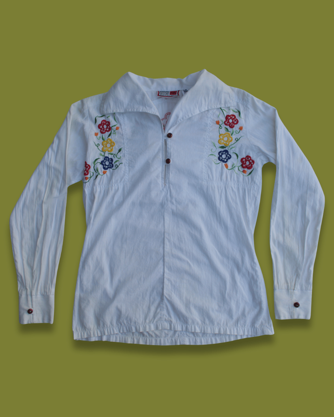Floral Embroidered Button Up